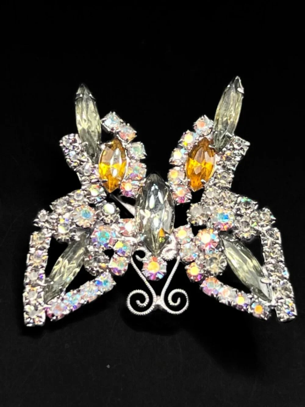 Vintage Juliana D&E Butterfly Rhinestone Brooch-Unsigned